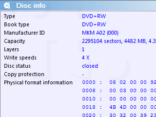 DiscInfo - Verbatim DVD+RW 4x