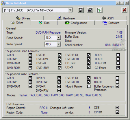 NEC ND-4550A - Nero InfoTool