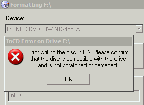 NEC ND-4550A - formátování DVD-RW UDF 2.00