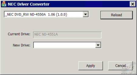NEC Drive Converter - po změně a rebootu