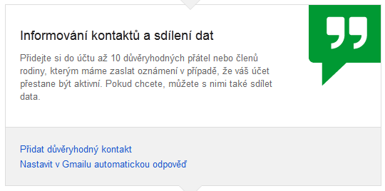 Google správce neaktivních účtů sdílení