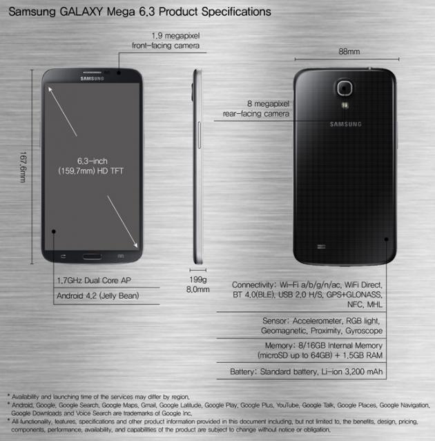 Samsung Galaxy Mega - 6.3 specifikace
