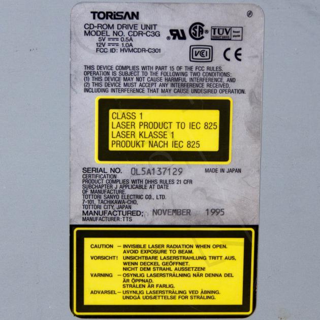 Torisan CDR-C3G - výrobní štítek