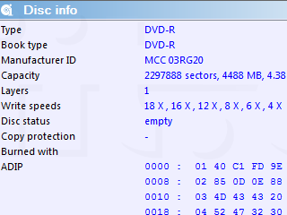 DiscInfo - DVD-R Verbatm 16x