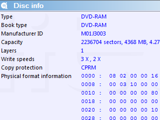 DiscInfo - Panasonic DVD-RAM 3x