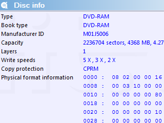 DiscInfo - Panasonic DVD-RAM 5x