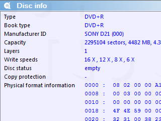 DiscInfo - Sony DVD+R 16x