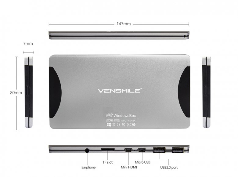 Vensmile W 10 Mini Pc Tv Box 64 Gb Rom 2 Gb Ram Quad Core Cup 3000 Mah Paid