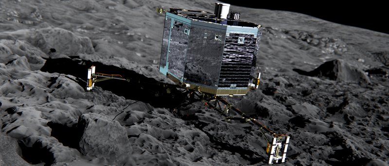 Philae On The Comet Front View