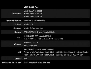 Msi Cubi 2 Plus Specs