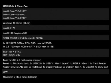 Msi Cubi 2 Plus Vpro Specs